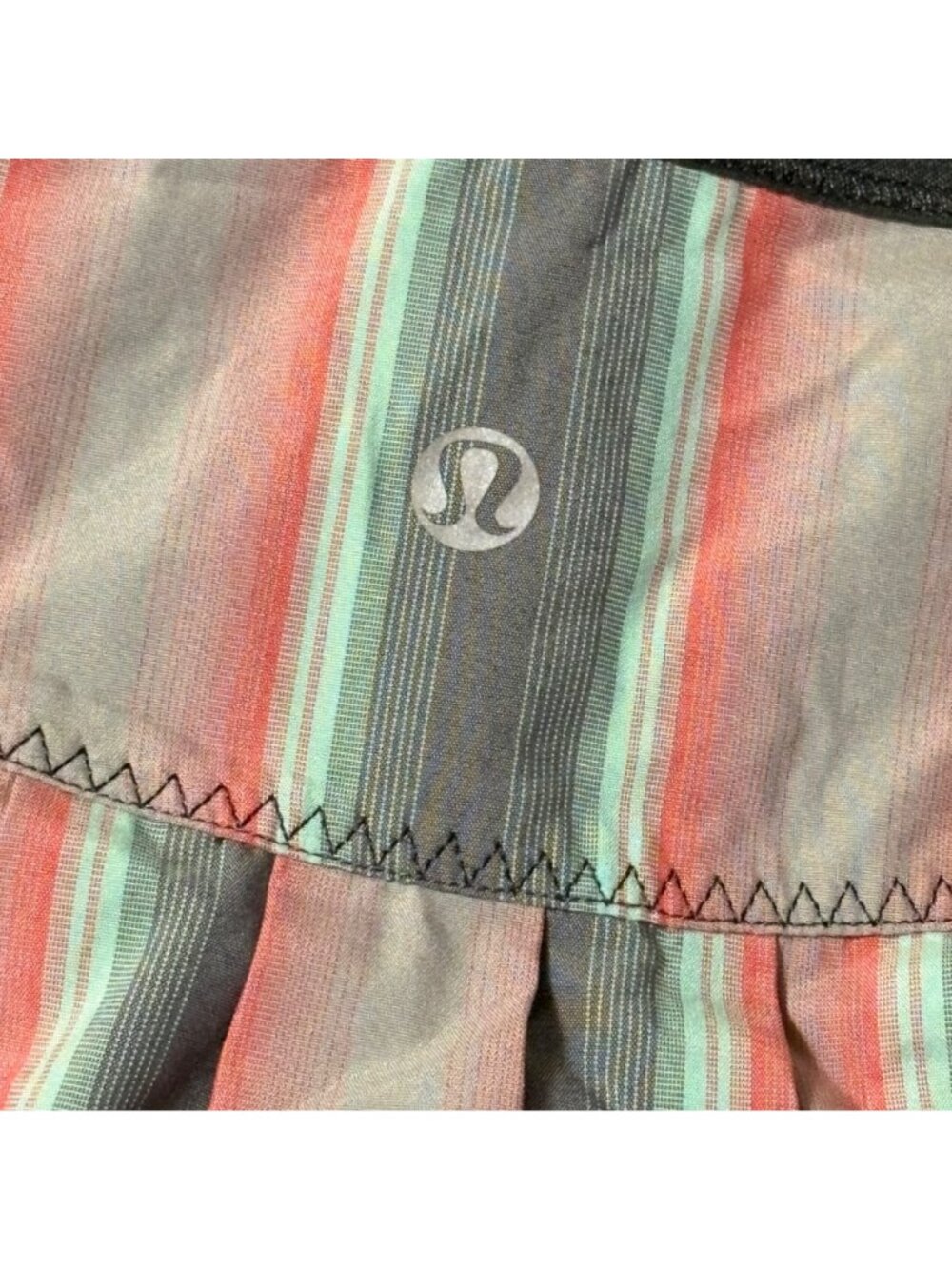 Like New Lululemon Run Reflection Skirt Ombre Stripe Coal Lined Shorts Size 10 - Picture 7 of 10